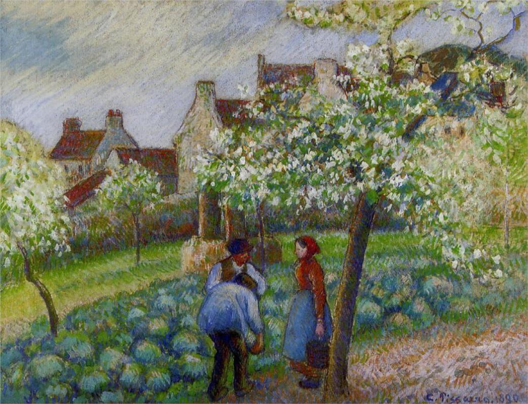Flowering Plum Trees - Camille Pissarro Paintings